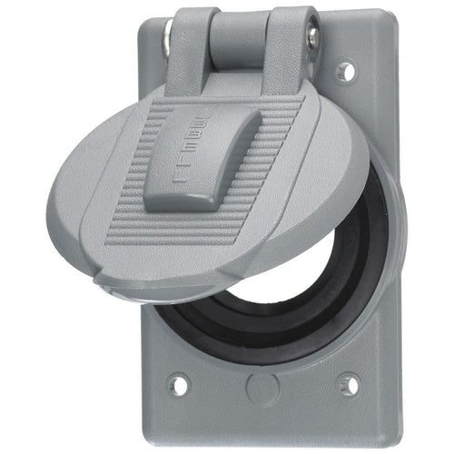 Hubbell HBL7425WOA Weather-Proof Receptacle Plate, 1-Gang 1.60", Gray
