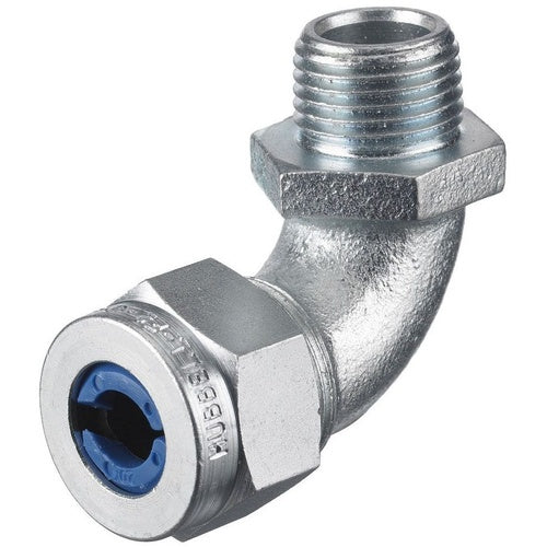 Hubbell NHC1023ZP 90D Male Cord Connector, .38-.50", 1/2", Steel