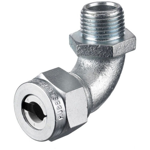 Hubbell NHC1022ZP 90D Male Cord Connector, .25-.38", 1/2", Steel