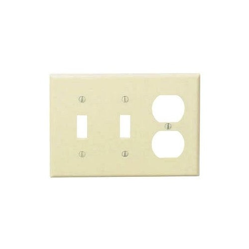 Leviton 86021 3 Gang Ivory Plate-2-Switches & 1-Duplex Receptacle