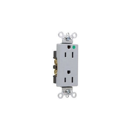 P&S 26262-HGGRY Heavy-Duty Decora Hospital Grade Duplex Receptacle 15A 125V Gray